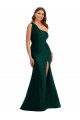 Mermaid One Shoulder Silk like Satin Long Ever Green Plus Size Formal Prom Dress Canada