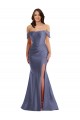 Mermaid Off the Shoulder Silk like Satin Long French Blue Black Tie Plus Size Prom Dress Canada