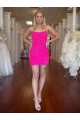 Sheath Spaghetti Straps Velvet Sequins Short Fuchsia Velvet Sequin Prom Dress Canada