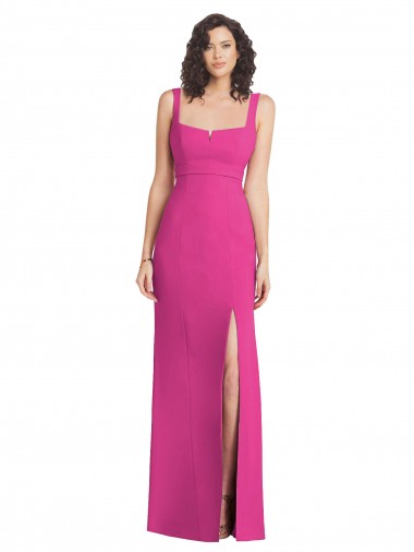 Trumpet Square Neck Stretch Crepe Long Fuchsia Prom Dress Canada