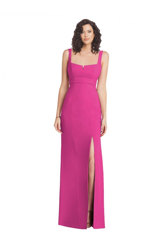 Trumpet Square Neck Stretch Crepe Long Fuchsia Prom Dress Canada