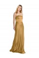 A-Line Strapless Stretch Satin Long Gold Prom Dress Canada