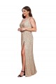 A-Line V-Neck Sequin Long Gold Black Tie Plus Size Prom Dress Canada