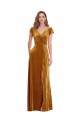 Sheath V-Neck Stretch Velvet Long Gold Prom Dress Canada