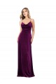 A-Line V-Neck Stretch Velvet Long Grape Prom Dress Canada