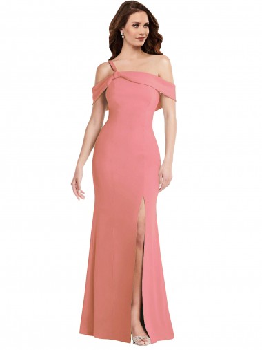 Trumpet One Shoulder Stretch Crepe Long Hot Pink Prom Dress Canada