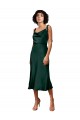 Sheath Cowl Neck Stretch Satin Midi Length Hunter Black Tie Prom Dress Canada