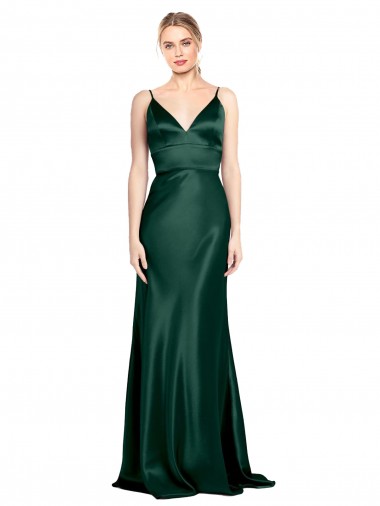 Sheath High Neck Stretch Satin Long Hunter Prom Dress Canada
