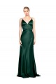 Sheath High Neck Stretch Satin Long Hunter Prom Dress Canada
