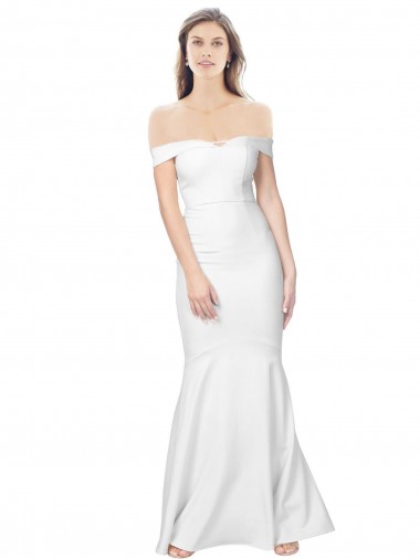 Mermaid Off the Shoulder Stretch Crepe Long Ivory Prom Dress Canada