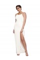 Sheath High Neck Stretch Satin Long Ivory Prom Dress Canada