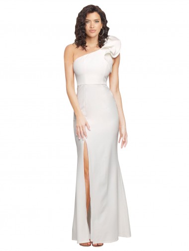 Sheath One Shoulder Stretch Crepe Long Ivory Prom Dress Canada