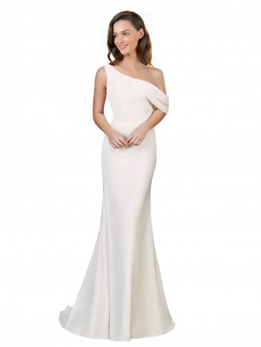 Sheath One Shoulder Stretch Crepe Sweep Train Ivory Prom Dress Canada