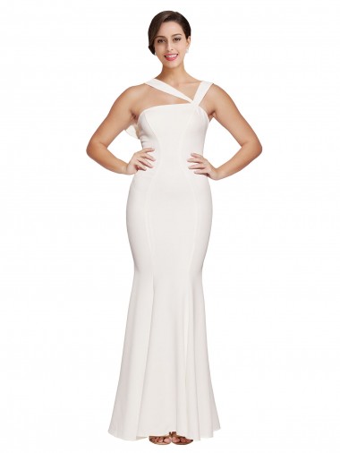 Sheath Square Neck Stretch Crepe Long Ivory Prom Dress Canada