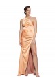 Sheath One Shoulder Stretch Satin Long Light Copper Prom Dress Canada