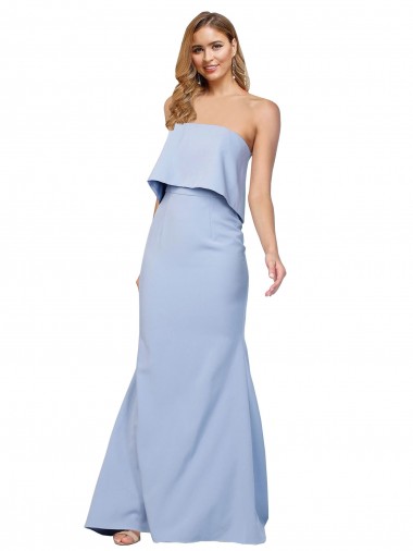 A-Line Strapless Stretch Crepe Long Light Sky Blue Prom Dress Canada