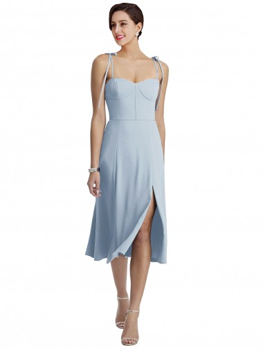 A-Line Sweetheart Stretch Crepe Midi Length Light Sky Blue Prom Dress Canada