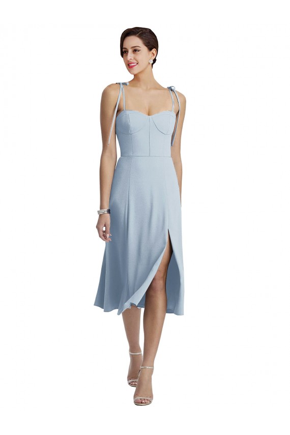 A-Line Sweetheart Stretch Crepe Midi Length Light Sky Blue Prom Dress Canada