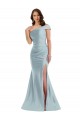 Mermaid One Shoulder Silk like Satin Long Light Sky Blue Prom Dress Canada