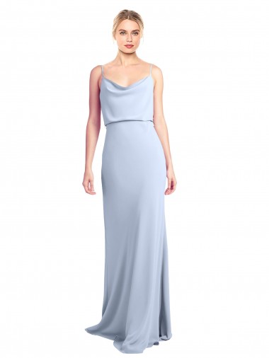 Sheath Cowl Neck Stretch Crepe Long Light Sky Blue Prom Dress Canada