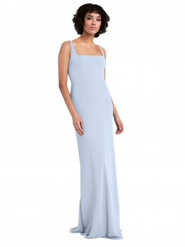 Sheath Square Neck Stretch Crepe Long Light Sky Blue Prom Dress Canada