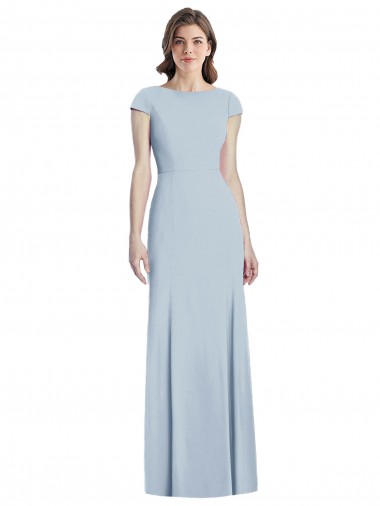 Trumpet Bateau Neck Stretch Crepe Long Light Sky Blue Prom Dress Canada
