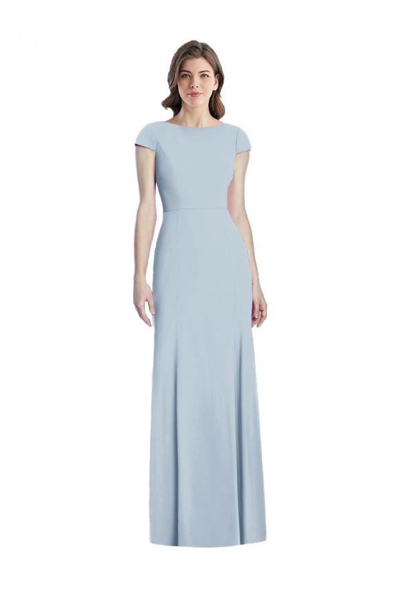 Trumpet Bateau Neck Stretch Crepe Long Light Sky Blue Prom Dress Canada
