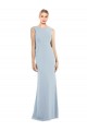 Trumpet Bateau Neck Stretch Crepe Long Light Sky Blue Sleeveless Prom Dress Canada