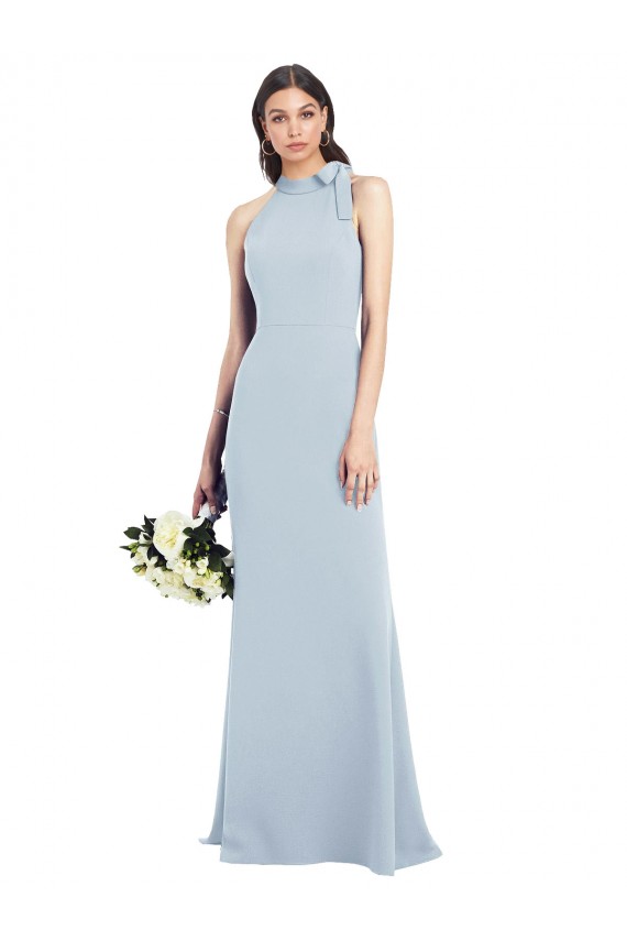 Trumpet Bow Neck Stretch Crepe Long Light Sky Blue Prom Dress Canada