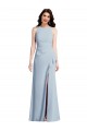 Trumpet Halter Neck Stretch Crepe Long Light Sky Blue Sleeveless Prom Dress Canada
