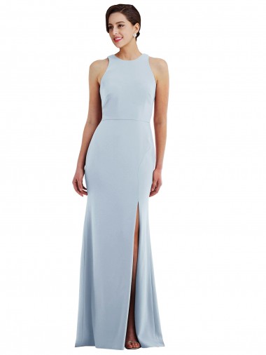 Trumpet Jewel Neck Stretch Crepe Long Light Sky Blue Prom Dress Canada