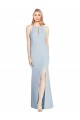 Trumpet Halter Neck Crepe Long Light Sky Blue Sleeveless Prom Party Dress Canada