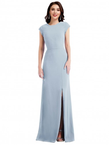 Trumpet Stretch Crepe Long Light Sky Blue Prom Dress Canada