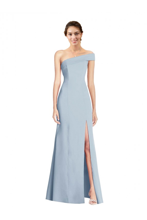 Trumpet Off the Shoulder Stretch Crepe Long Light Sky Blue Sleeveless Prom Dress Canada