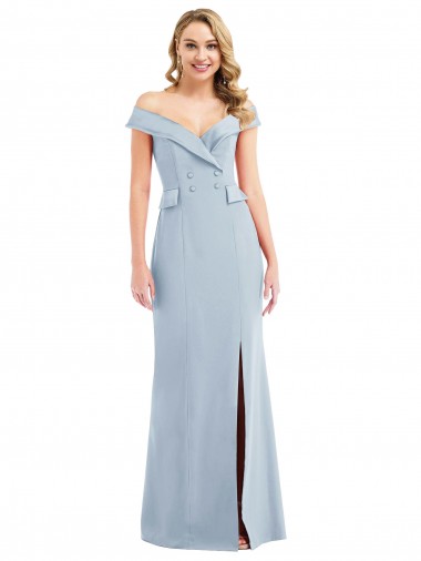 Trumpet Off the Shoulder Stretch Crepe Long Light Sky Blue Prom Dress Canada