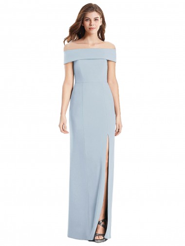 Trumpet Off the Shoulder Stretch Crepe Long Light Sky Blue Sleeveless Prom Party Dress Canada