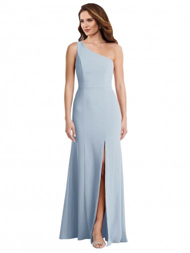 Trumpet One Shoulder Stretch Crepe Long Light Sky Blue Sleeveless Prom Dress Canada