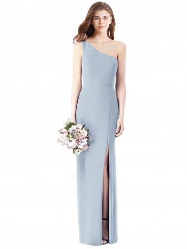 Trumpet One Shoulder Stretch Crepe Long Light Sky Blue Sleeveless Prom Party Dress Canada