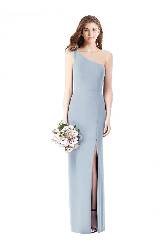 Trumpet One Shoulder Stretch Crepe Long Light Sky Blue Sleeveless Prom Party Dress Canada