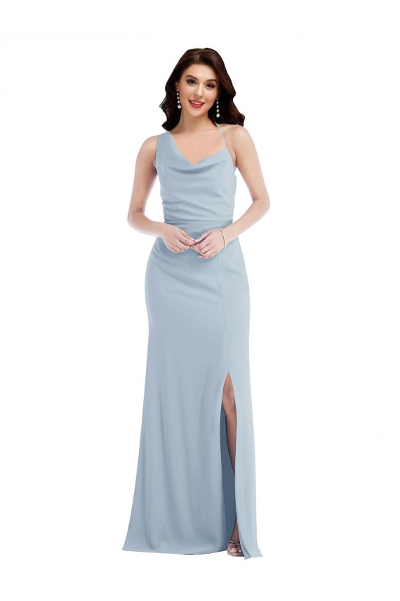 Trumpet One Shoulder Stretch Crepe Long Light Sky Blue Prom Dress Canada