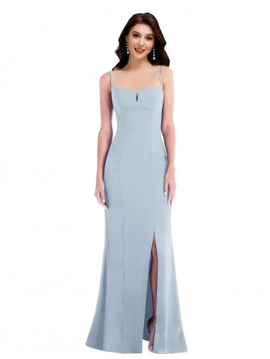 Trumpet Spaghetti Straps Stretch Crepe Long Light Sky Blue Prom Dresses Canada