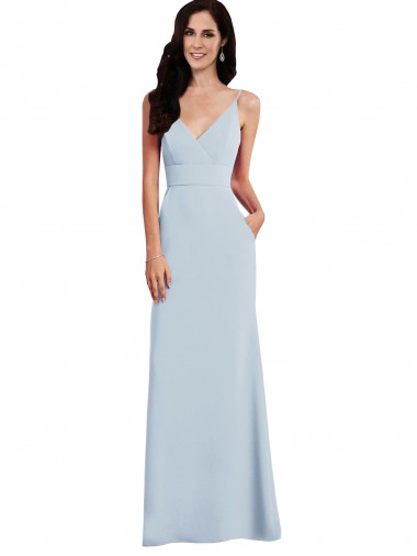 Trumpet Spaghetti Straps Stretch Crepe Long Light Sky Blue Prom Dress Canada