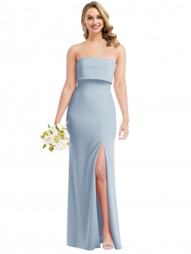 Trumpet Strapless Stretch Crepe Long Light Sky Blue Prom Dress Canada