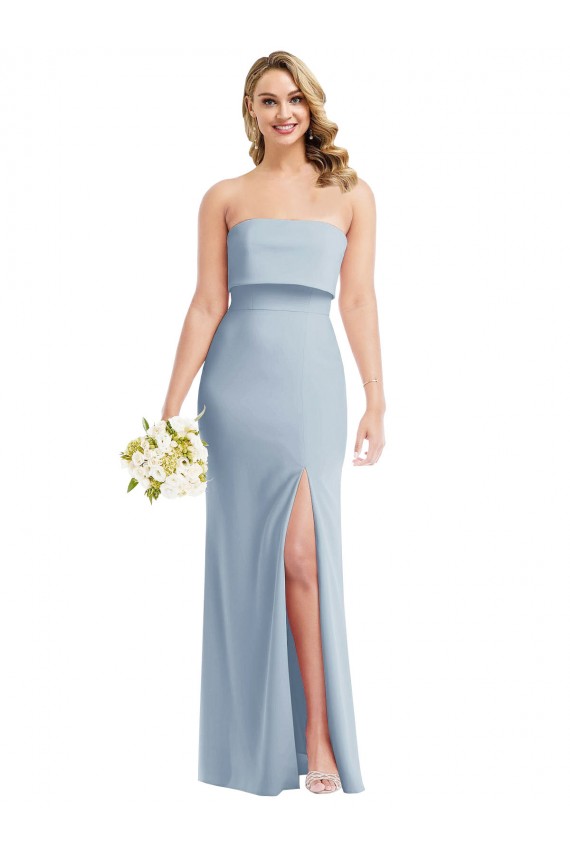 Trumpet Strapless Stretch Crepe Long Light Sky Blue Prom Dress Canada