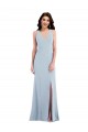Trumpet V-Neck Stretch Crepe Long Light Sky Blue Sleeveless Prom Dress Canada