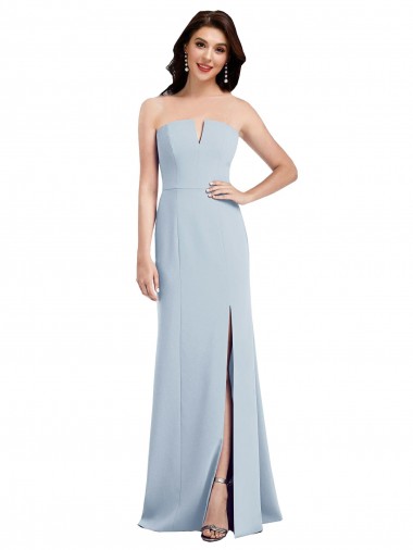 Trumpet V-Neck Stretch Crepe Long Light Sky Blue Sleeveless Prom Party Dress Canada