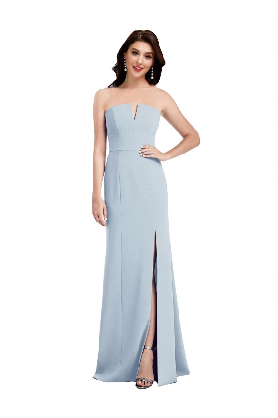 Trumpet V-Neck Stretch Crepe Long Light Sky Blue Sleeveless Prom Party Dress Canada