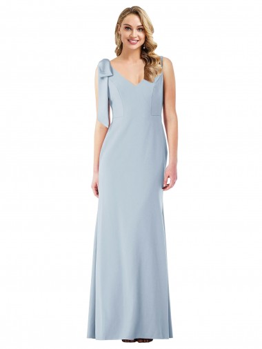 Trumpet V-Neck Stretch Crepe Long Light Sky Blue Prom Dress Canada