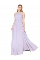 A-Line High Neck Soft Chiffon Long Lilac Prom Dress Canada