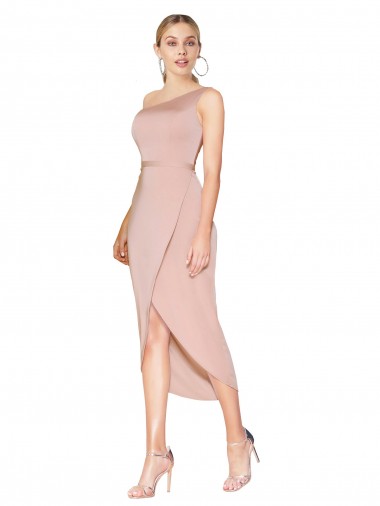 Mermaid High Neck Stretch Crepe Knee Length Mauve Prom Dress Canada